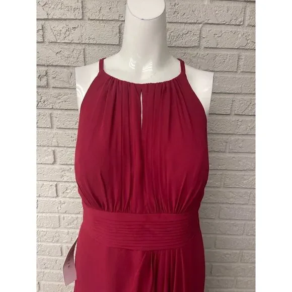NWT Azazie Burgundy Bonnie Allure Halter Bridesmaid Dress Size 14 - Picture 5 of 16
